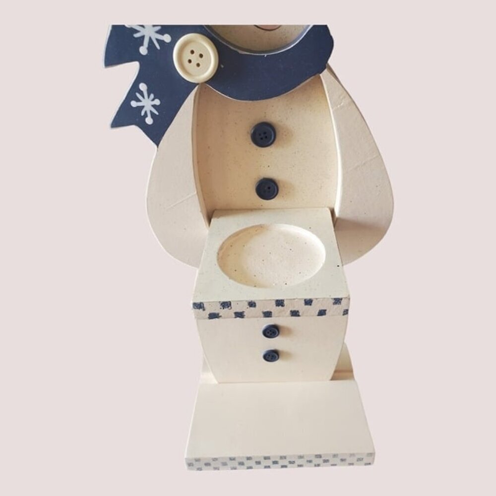 Snowman candle holder wood handprinted - Picture 5 of 7